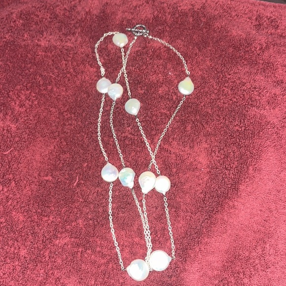 Mabé Pearl and Silver Chain Long Necklace - Picture 3 of 4